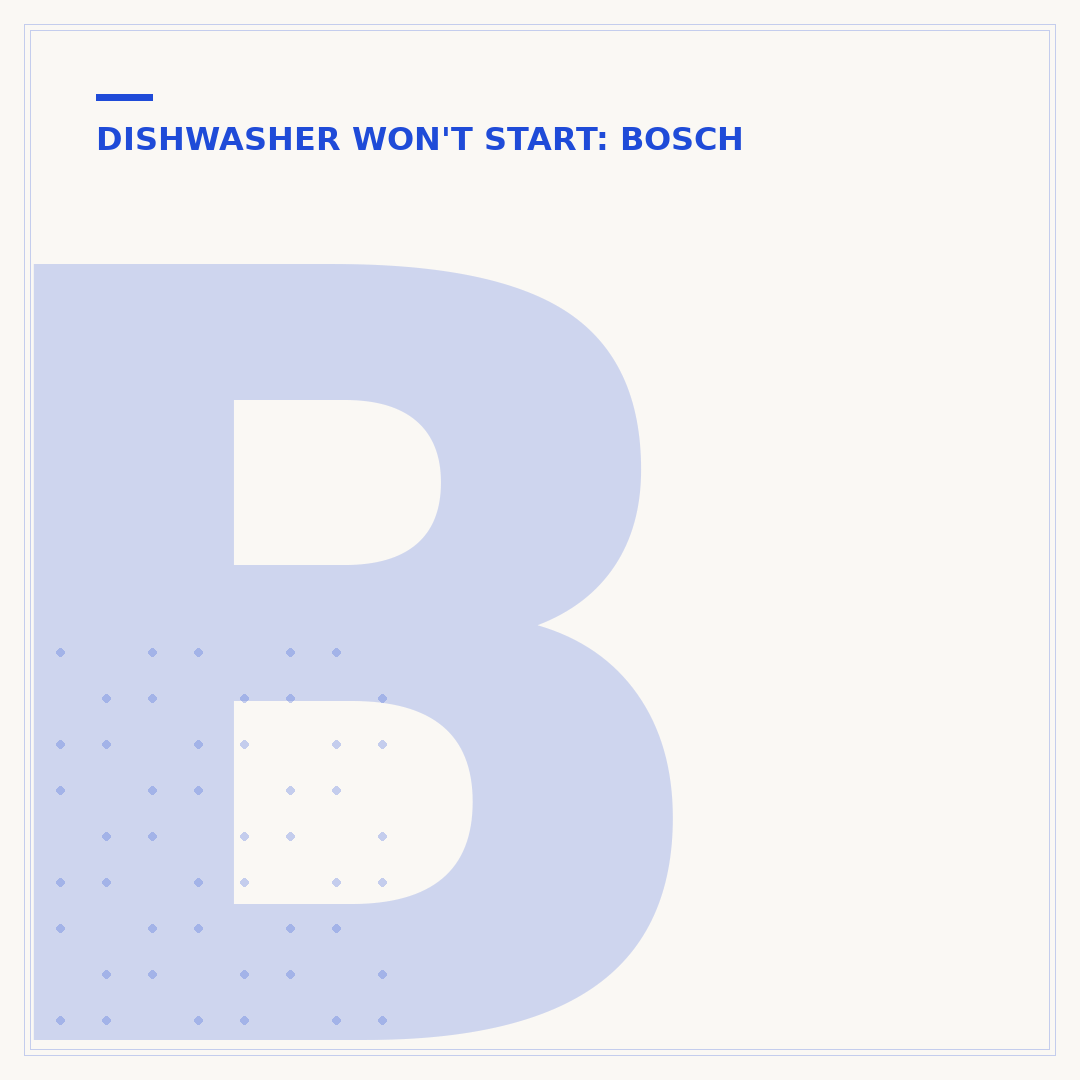 Bosch Dishwasher Buttons Not Working