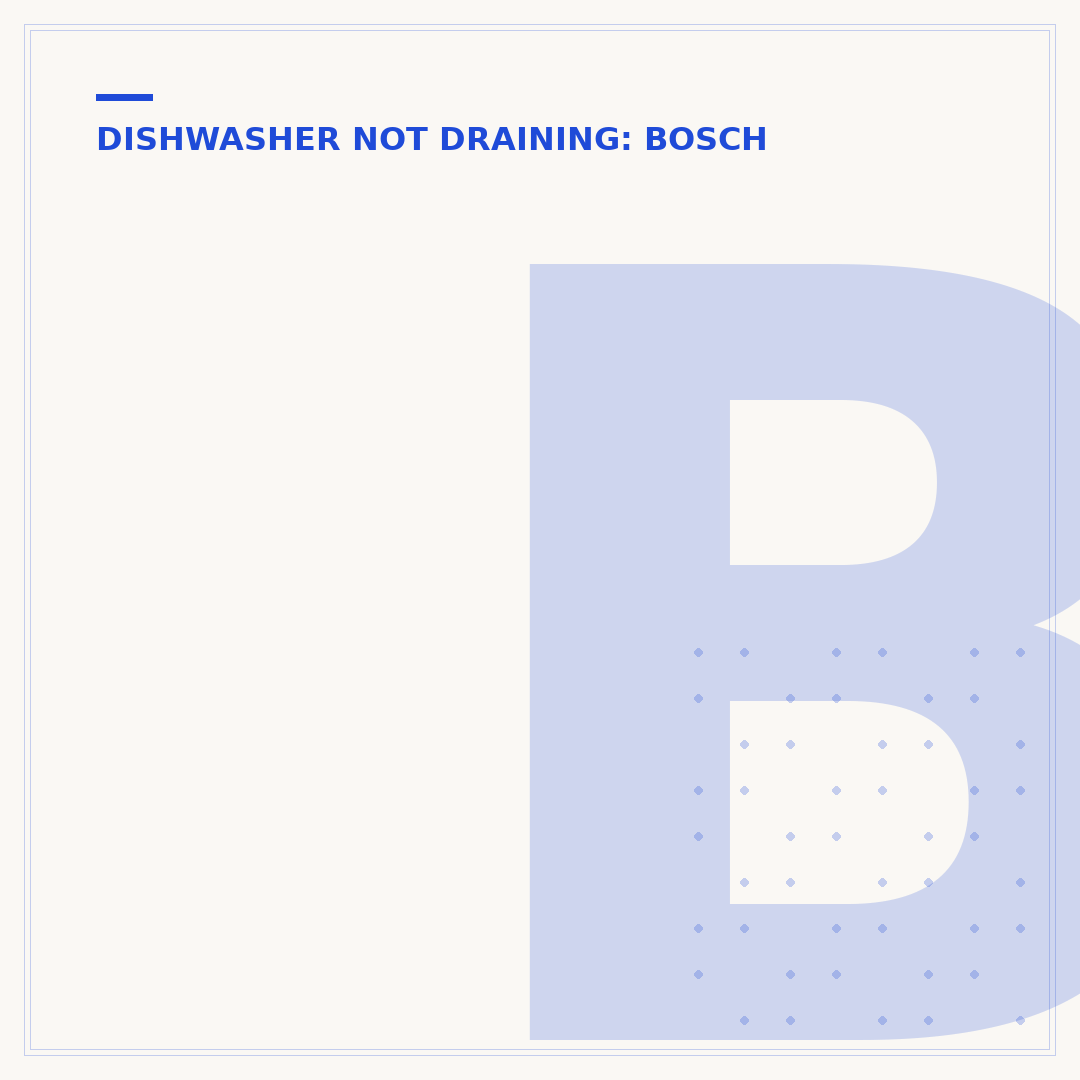 Bosch Dishwasher Not Draining But No Blockage