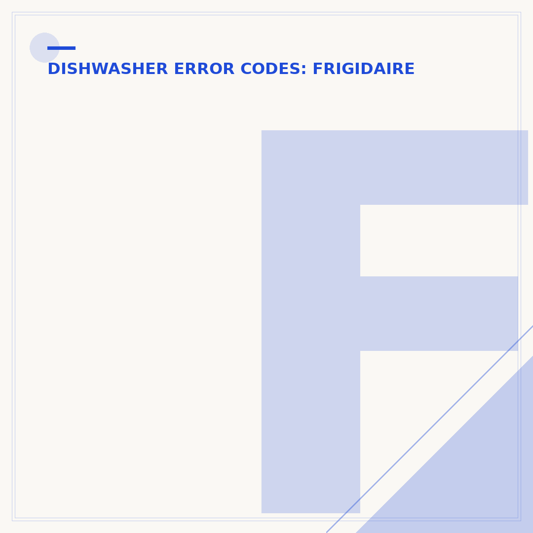 Frigidaire Dishwasher ER Code