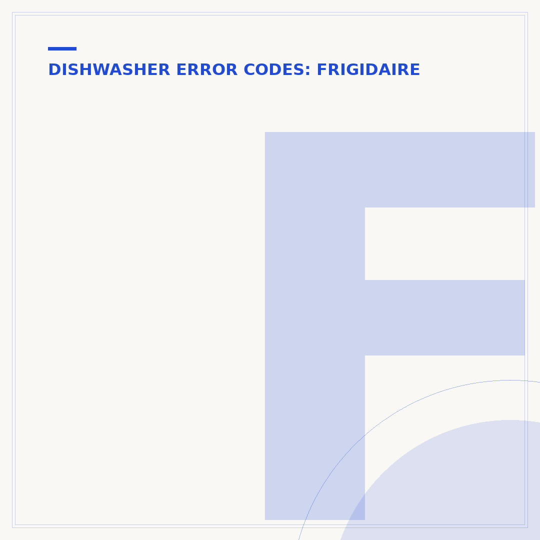 Frigidaire Dishwasher Error Codes