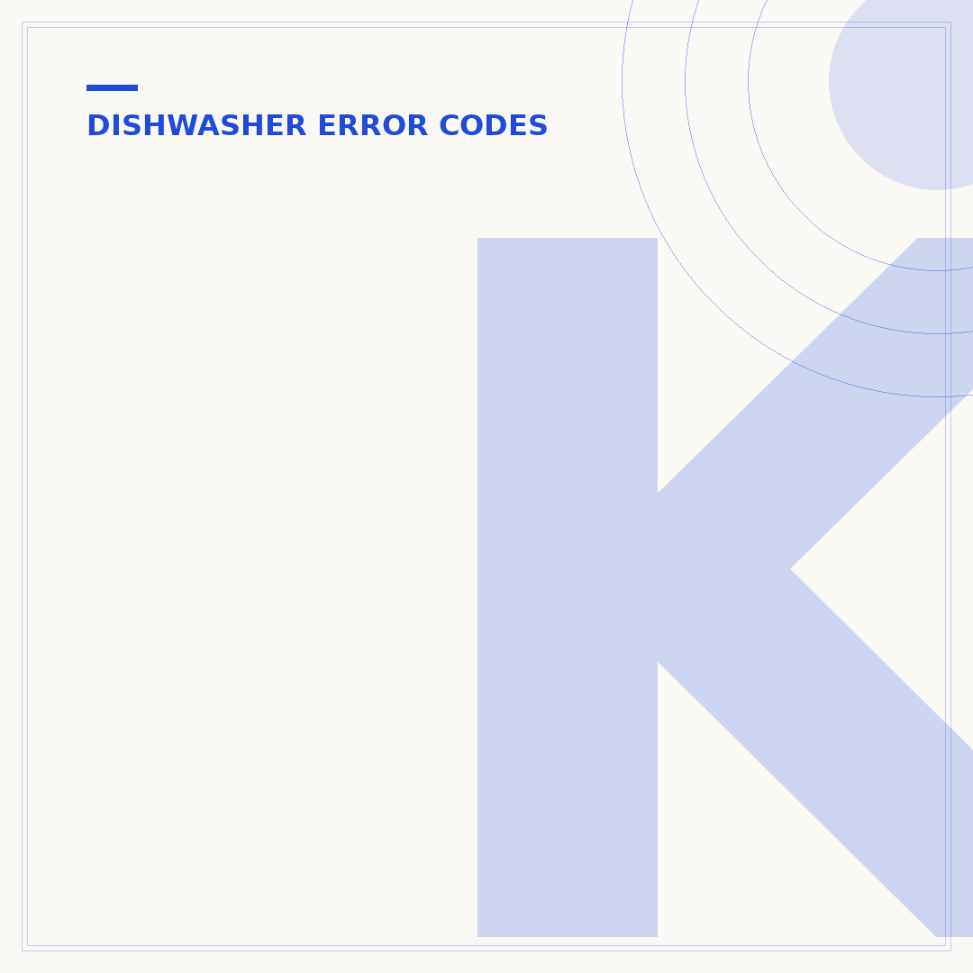 Kenmore Dishwasher Diagnostic Codes Explained