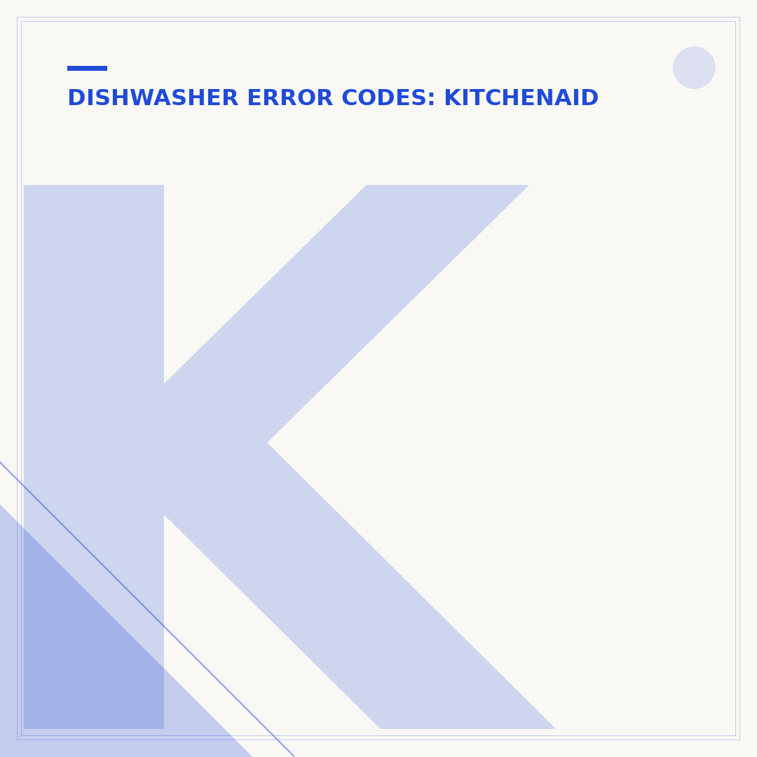 KitchenAid Dishwasher Error Code 9-1