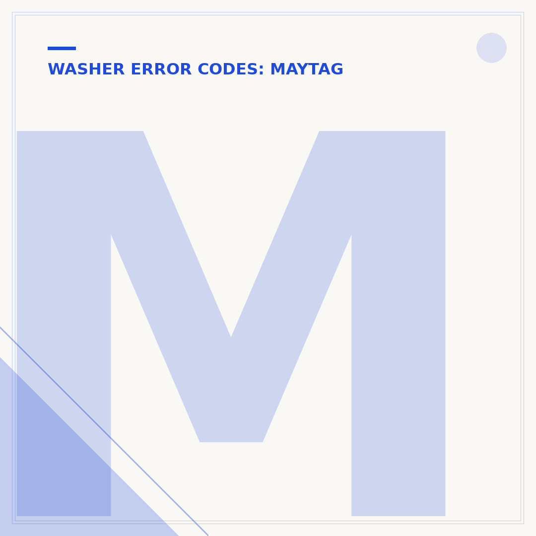 Maytag Washer Error Codes Explained