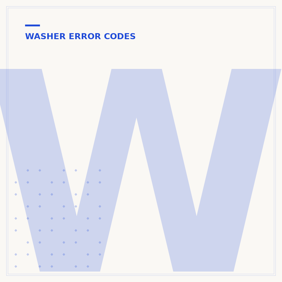 Washer Disinfector Error Codes