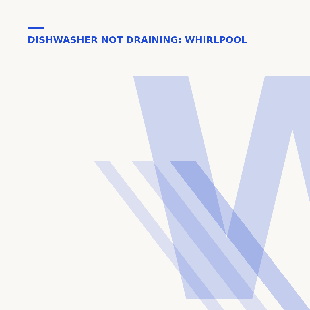 Whirlpool Dishwasher Drain Pump Replacement