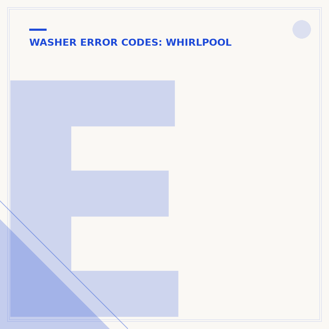 Error Codes for Whirlpool Top Load Washing Machines