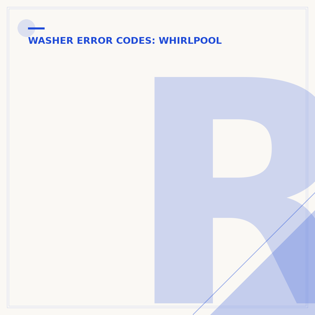 Reset a Whirlpool Washer F5 E2 Error Code