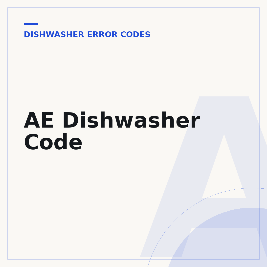 AE Dishwasher Code