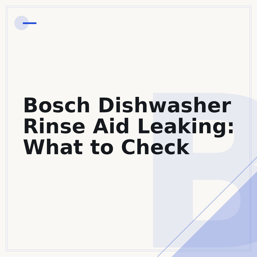 Bosch Dishwasher Rinse Aid Leaking: What to Check