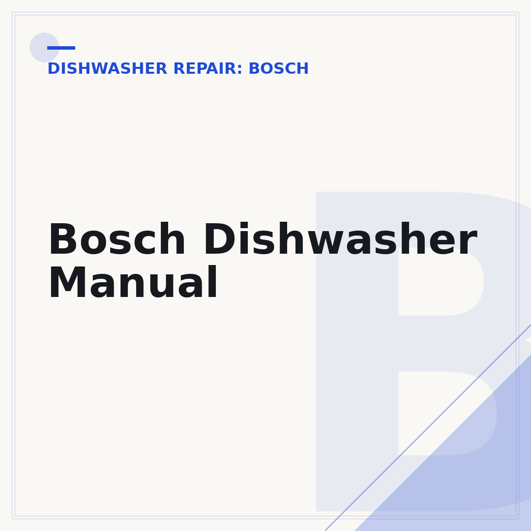 Bosch Dishwasher Manual