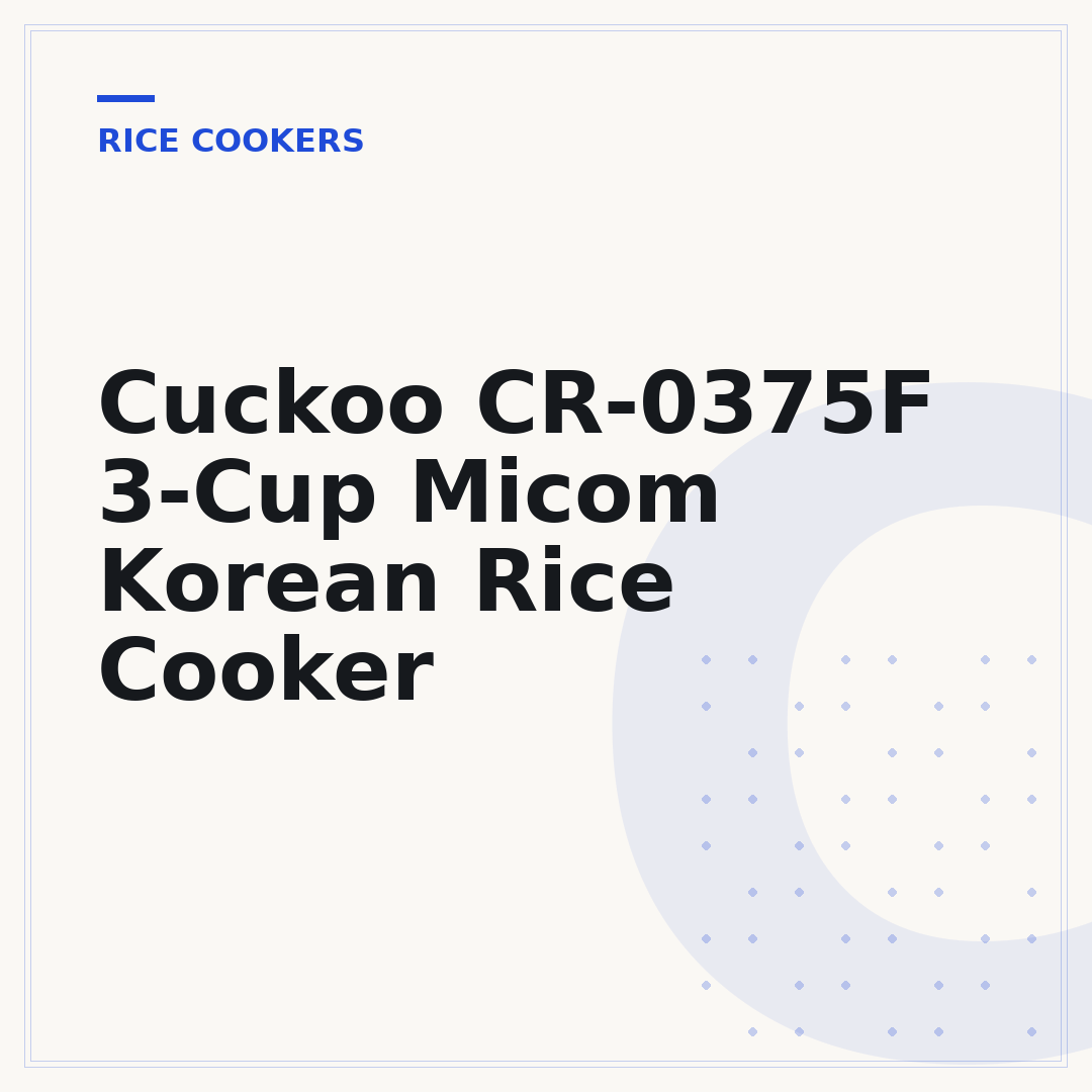 Cuckoo CR-0375F 3-Cup Micom Korean Rice Cooker