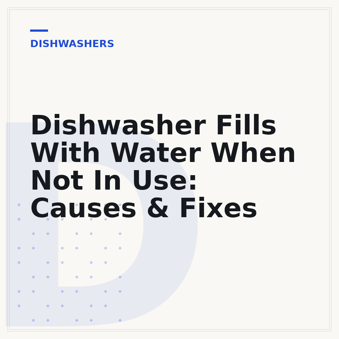 Dishwasher Fills With Water When Not In Use: Causes & Fixes