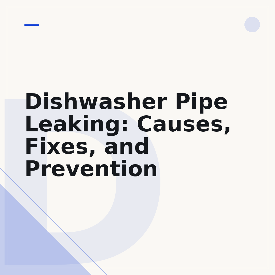 Dishwasher Pipe Leaking: Causes, Fixes, and Prevention