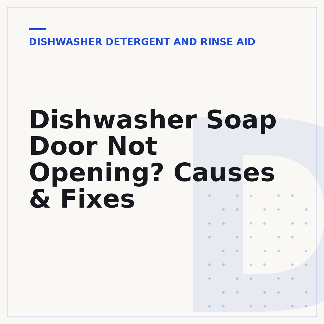 Dishwasher Soap Door Not Opening? Causes & Fixes