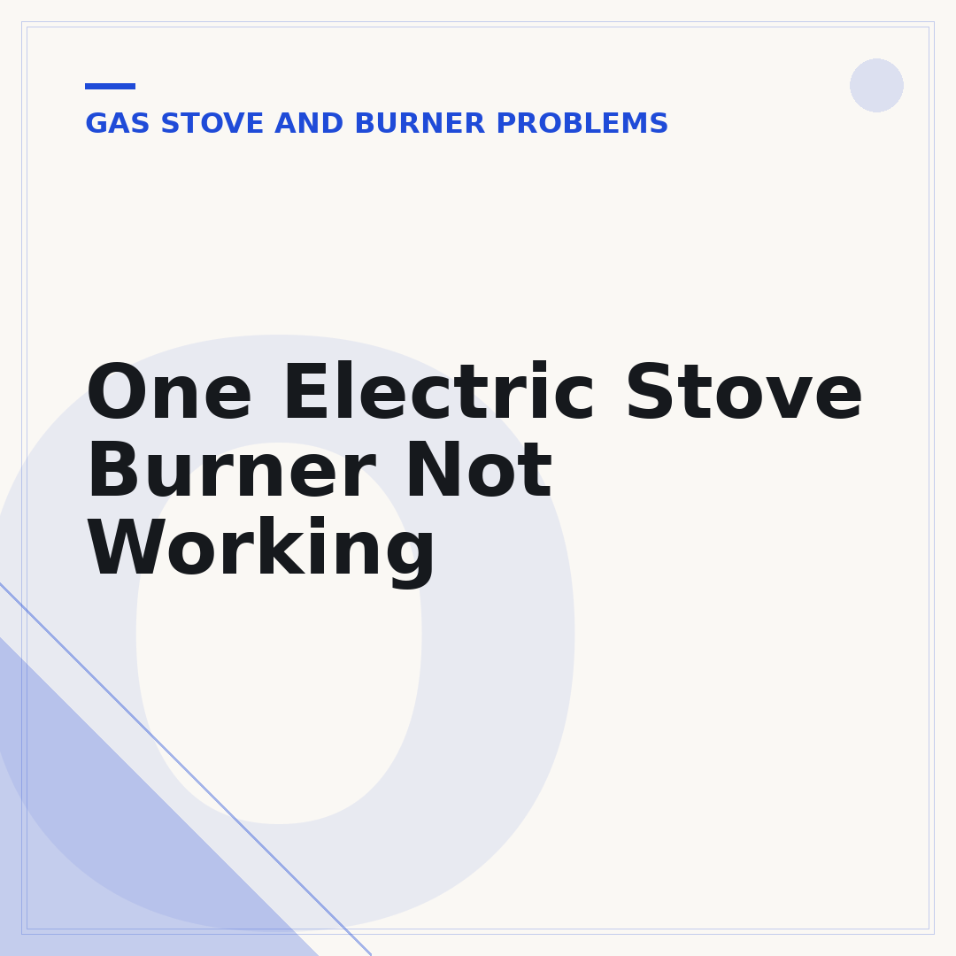 One Electric Stove Burner Not Working