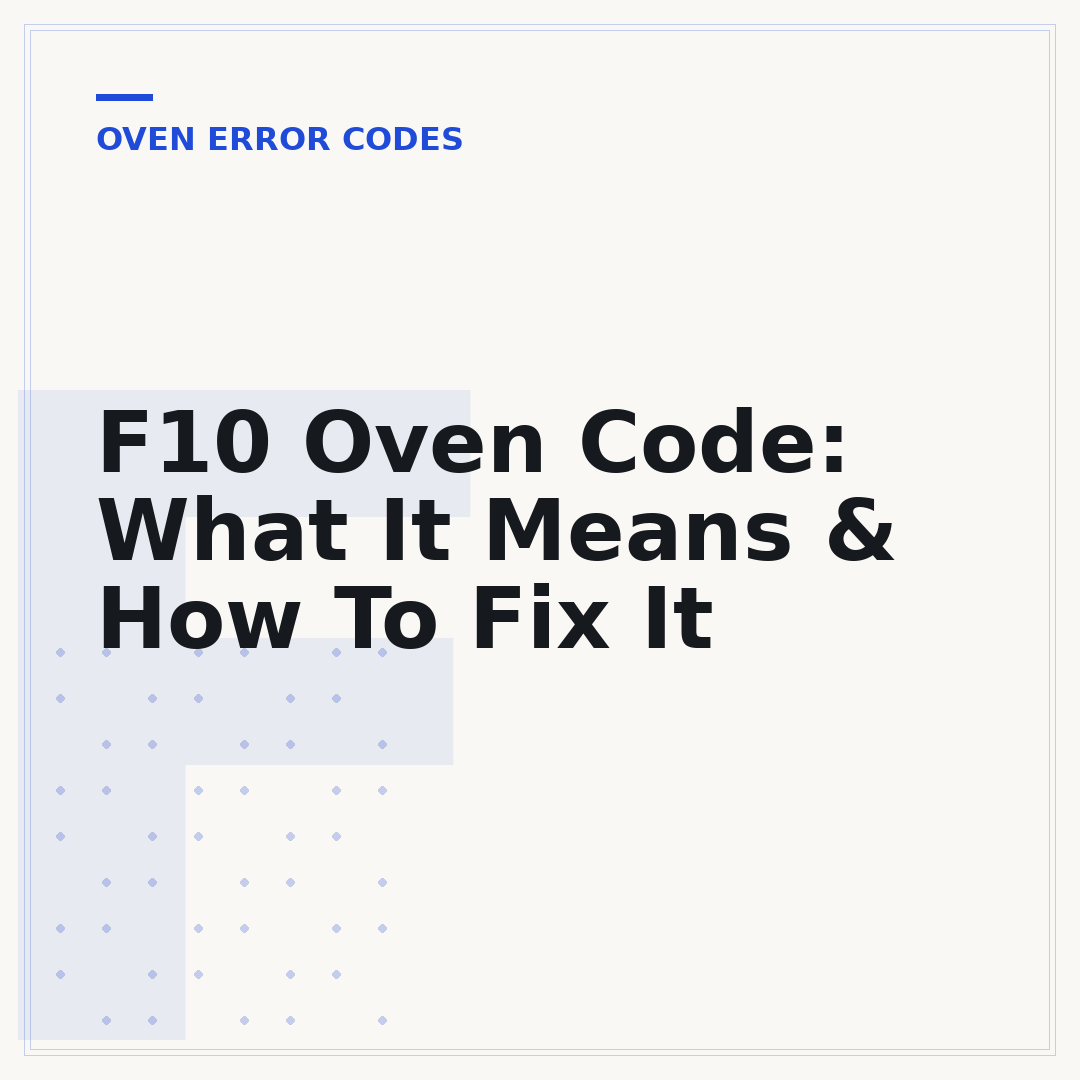 F10 Oven Code: What It Means & How To Fix It