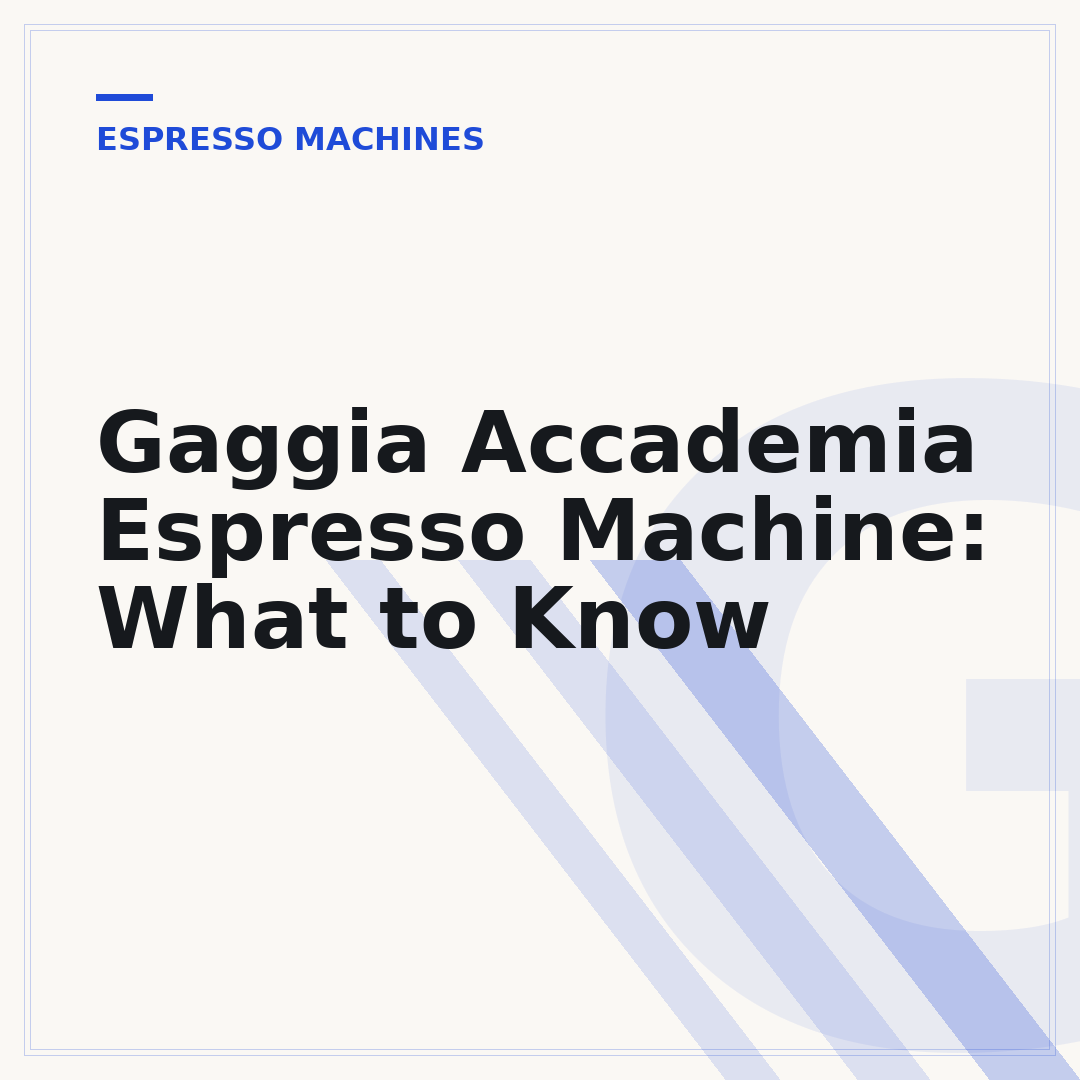 Gaggia Accademia Espresso Machine: What to Know
