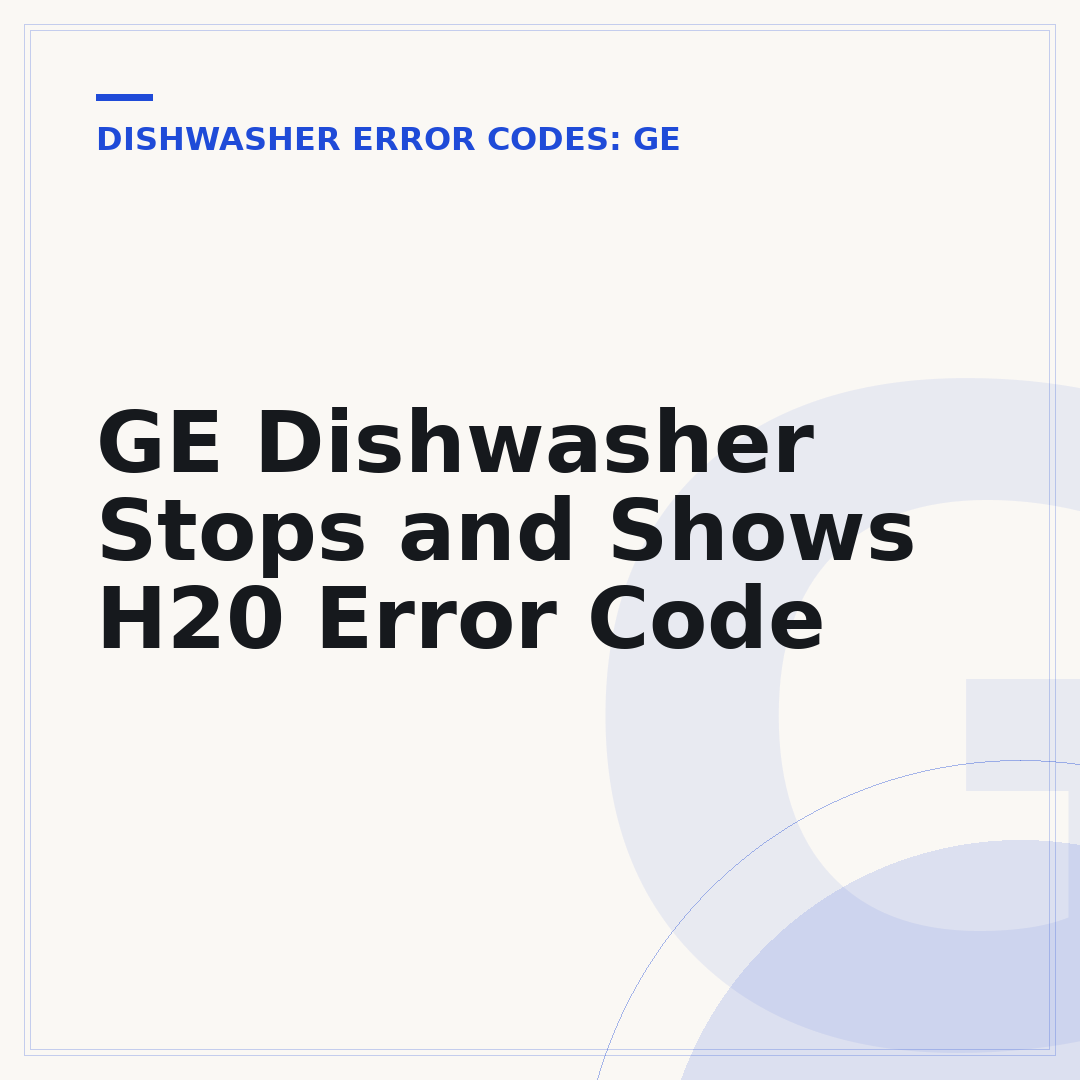GE Dishwasher Stops and Shows H20 Error Code