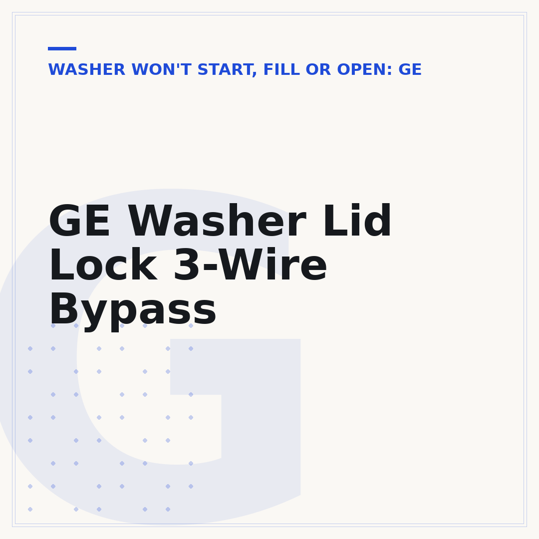 GE Washer Lid Lock 3-Wire Bypass