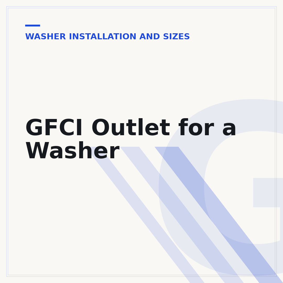 GFCI Outlet for a Washer