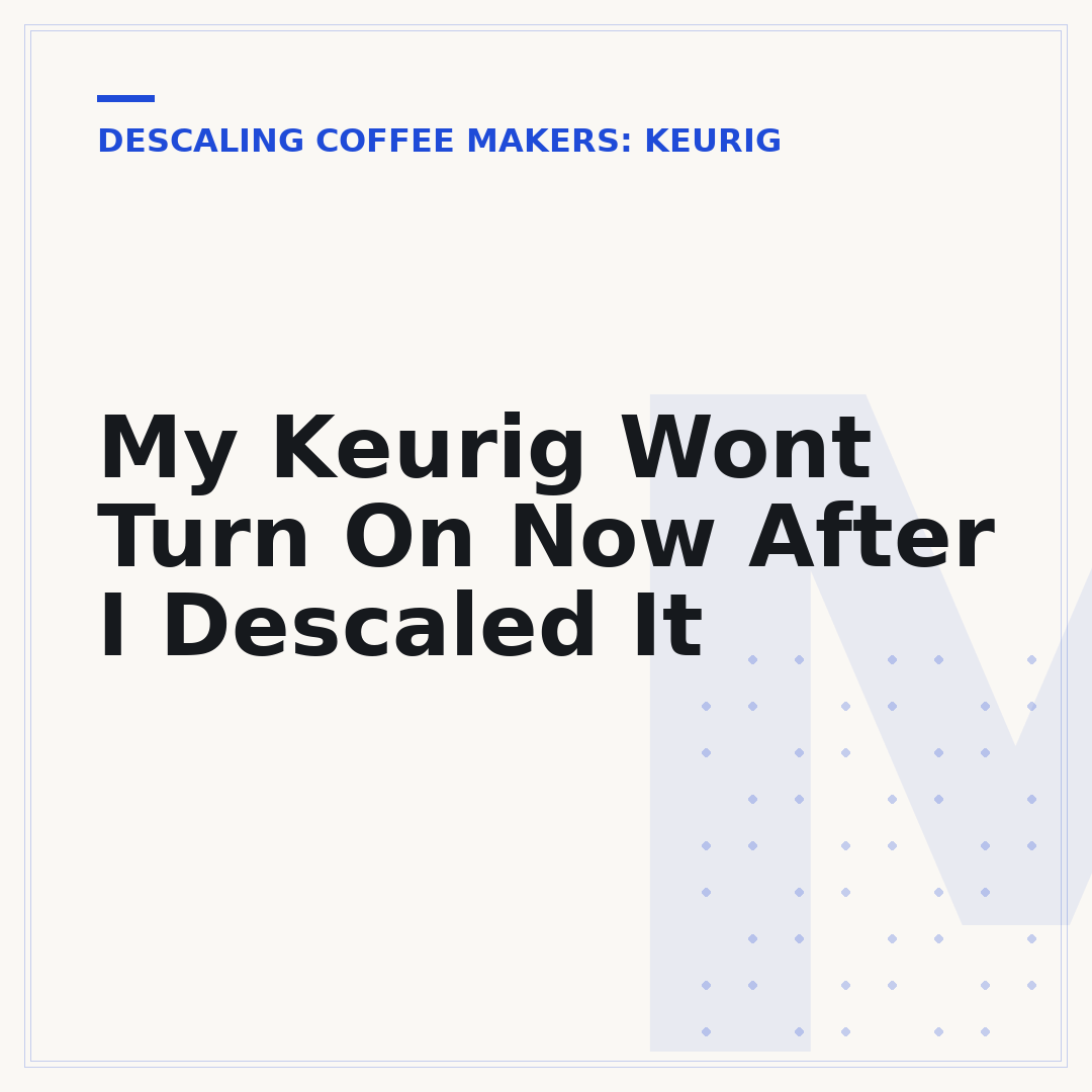 My Keurig Wont Turn On Now After I Descaled It