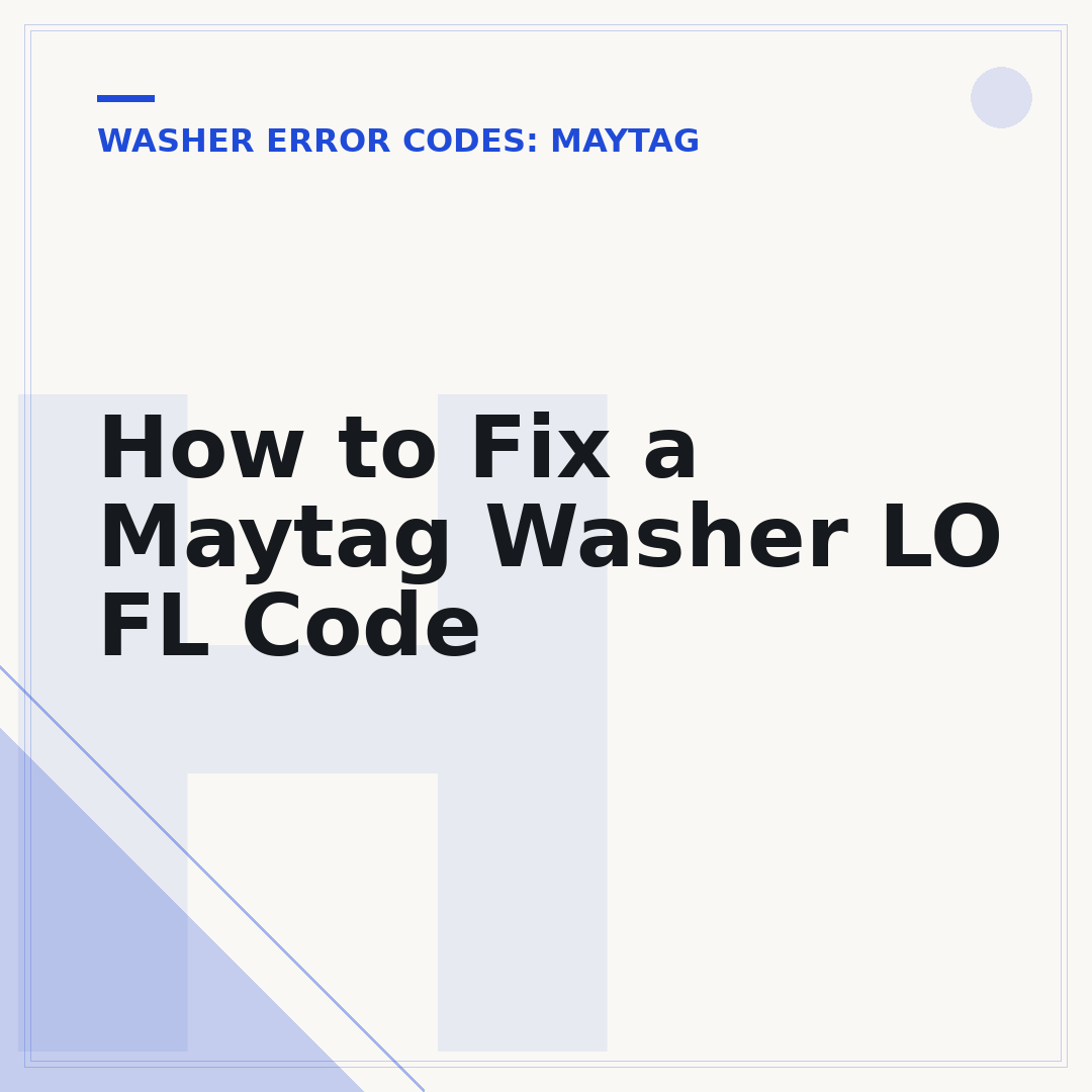 How to Fix a Maytag Washer LO FL Code