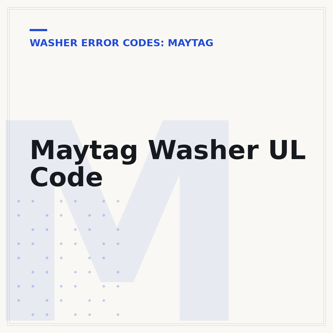 Maytag Washer UL Code