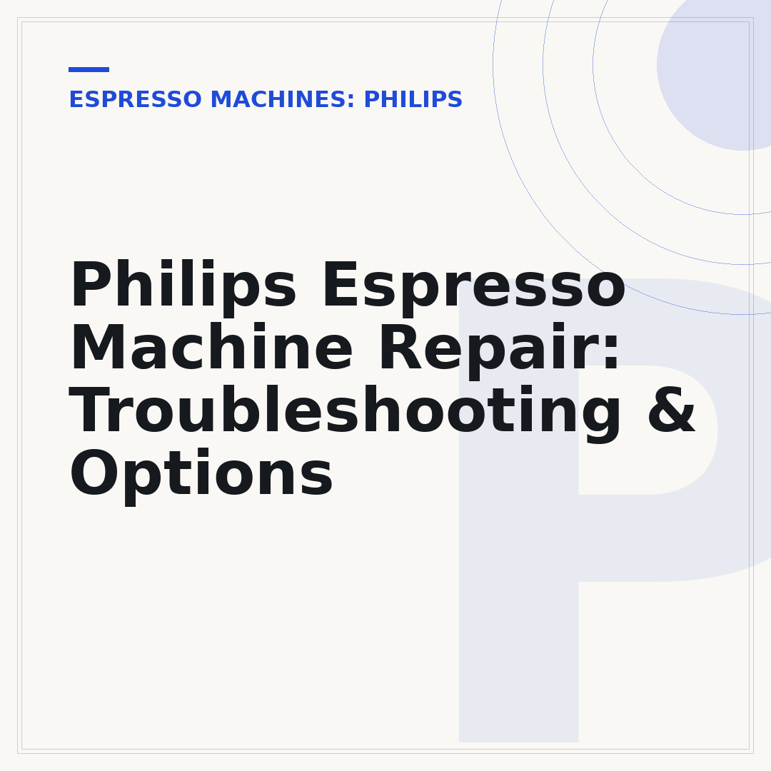 Philips Espresso Machine Repair: Troubleshooting & Options