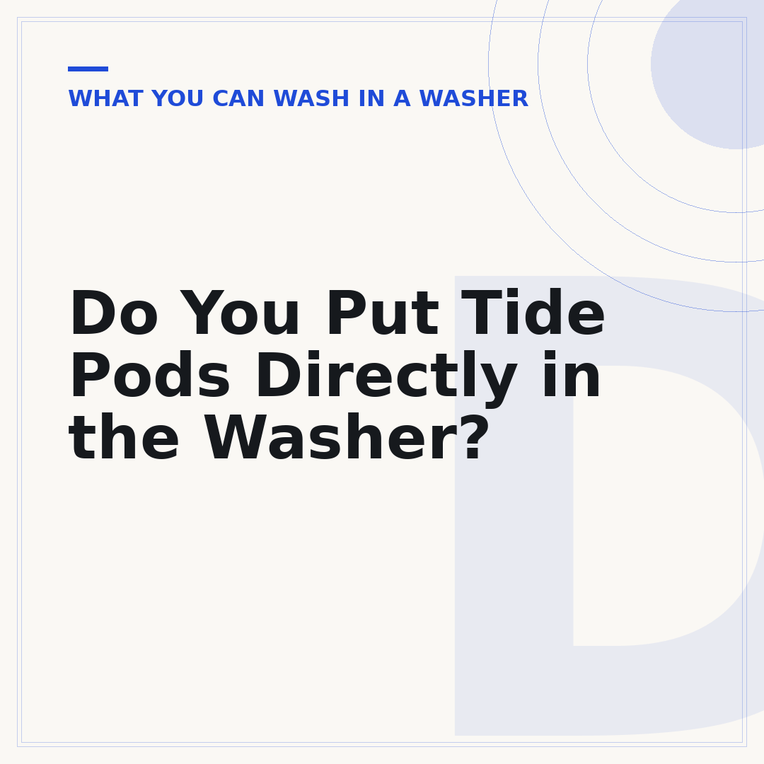 Do You Put Tide Pods Directly in the Washer?