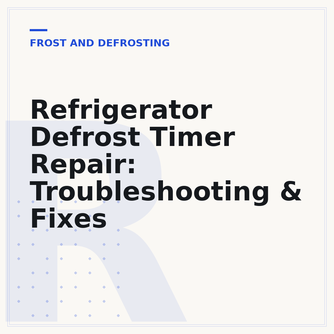 Refrigerator Defrost Timer Repair: Troubleshooting & Fixes
