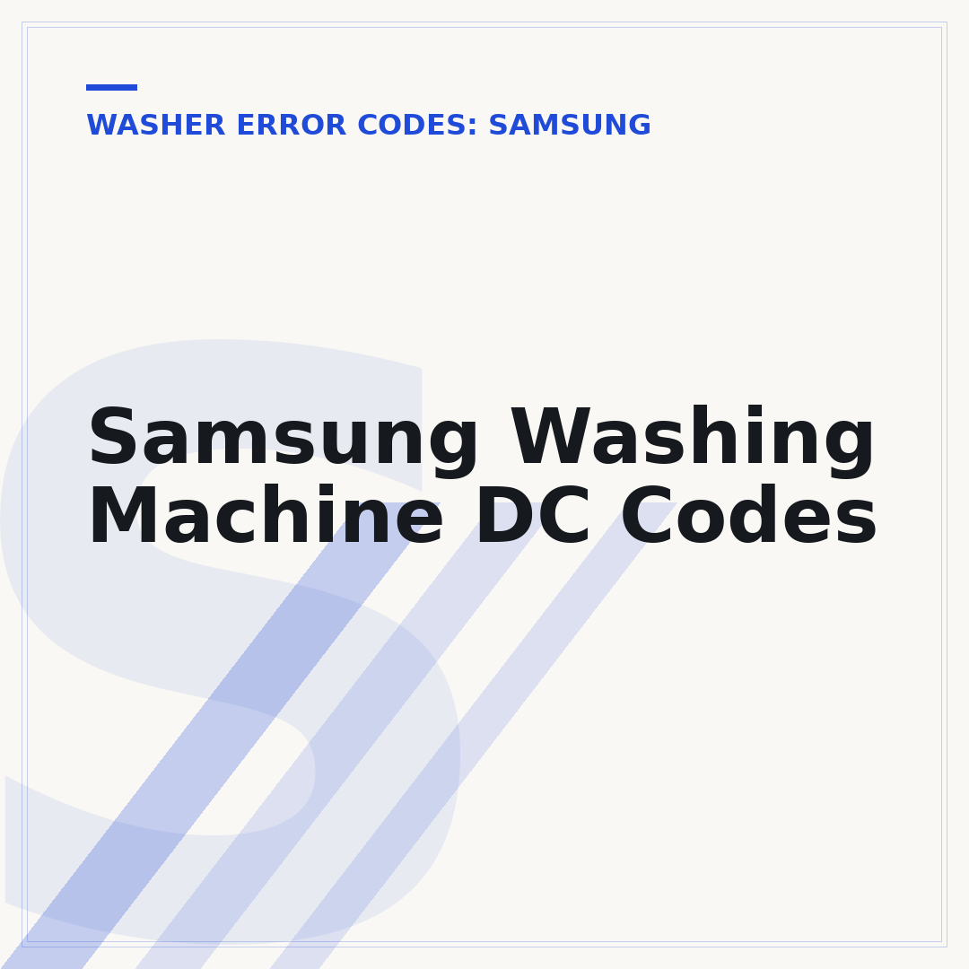 Samsung Washing Machine DC Codes