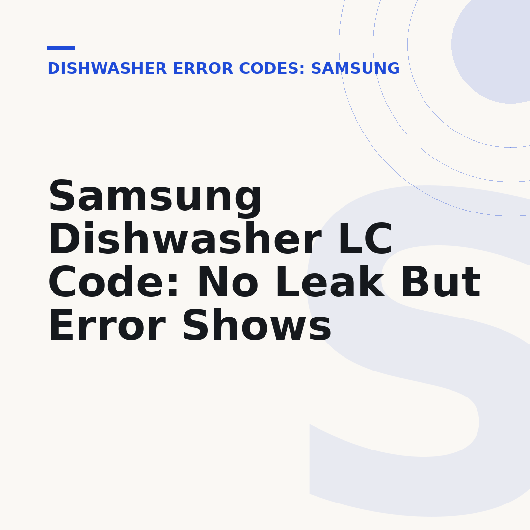 Samsung Dishwasher LC Code: No Leak But Error Shows