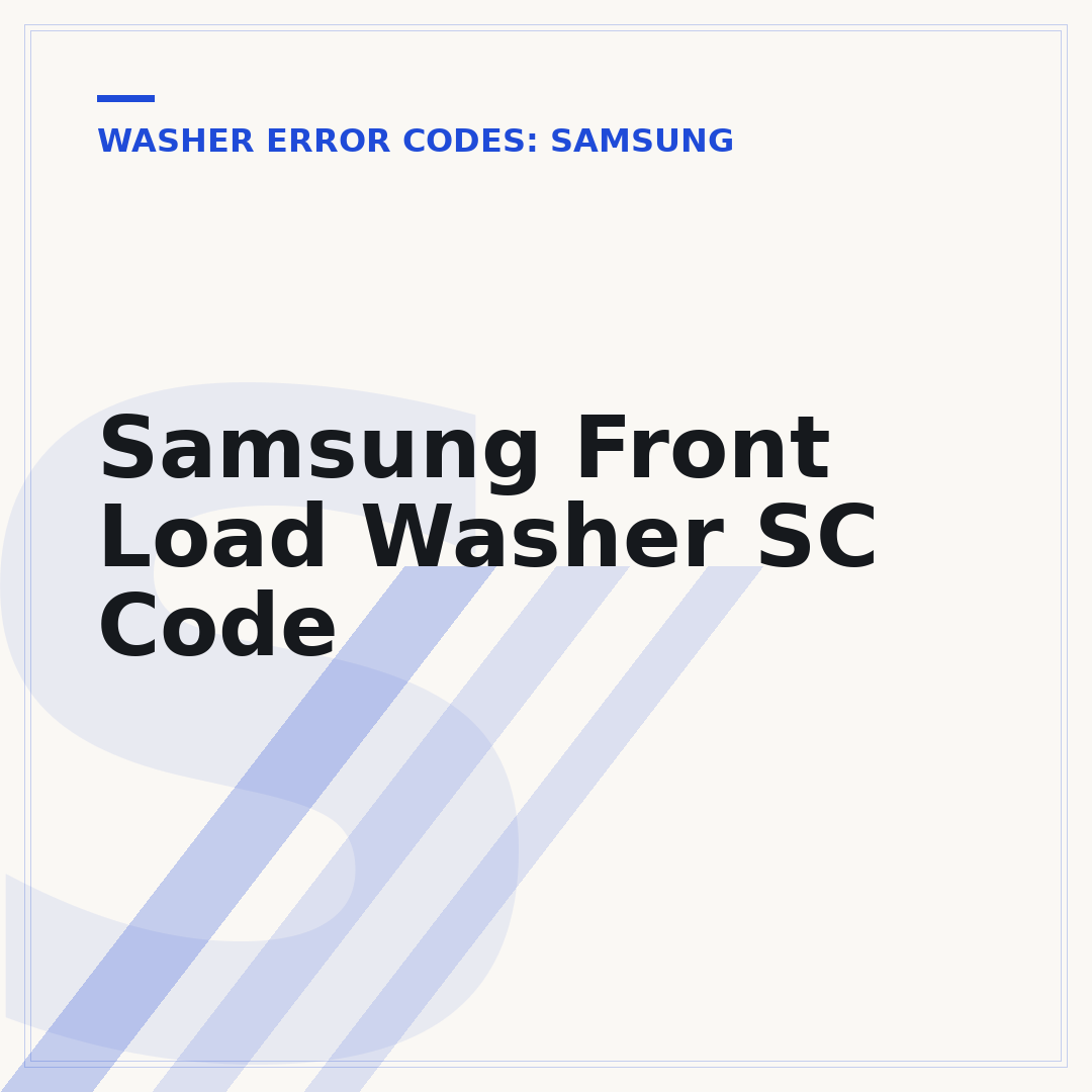 Samsung Front Load Washer SC Code