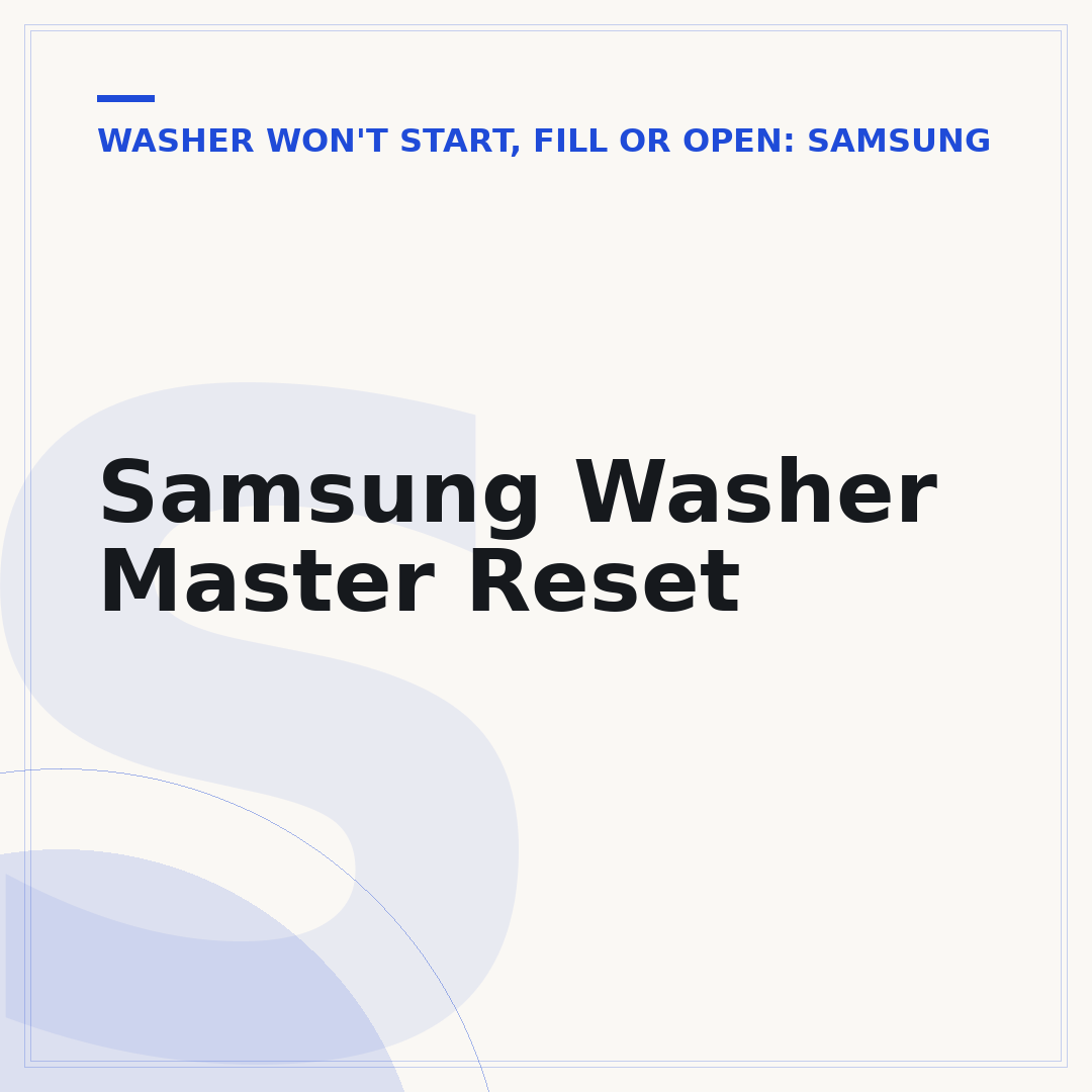 Samsung Washer Master Reset