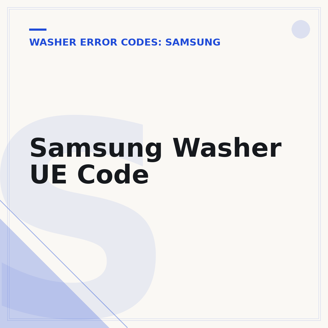 Samsung Washer UE Code