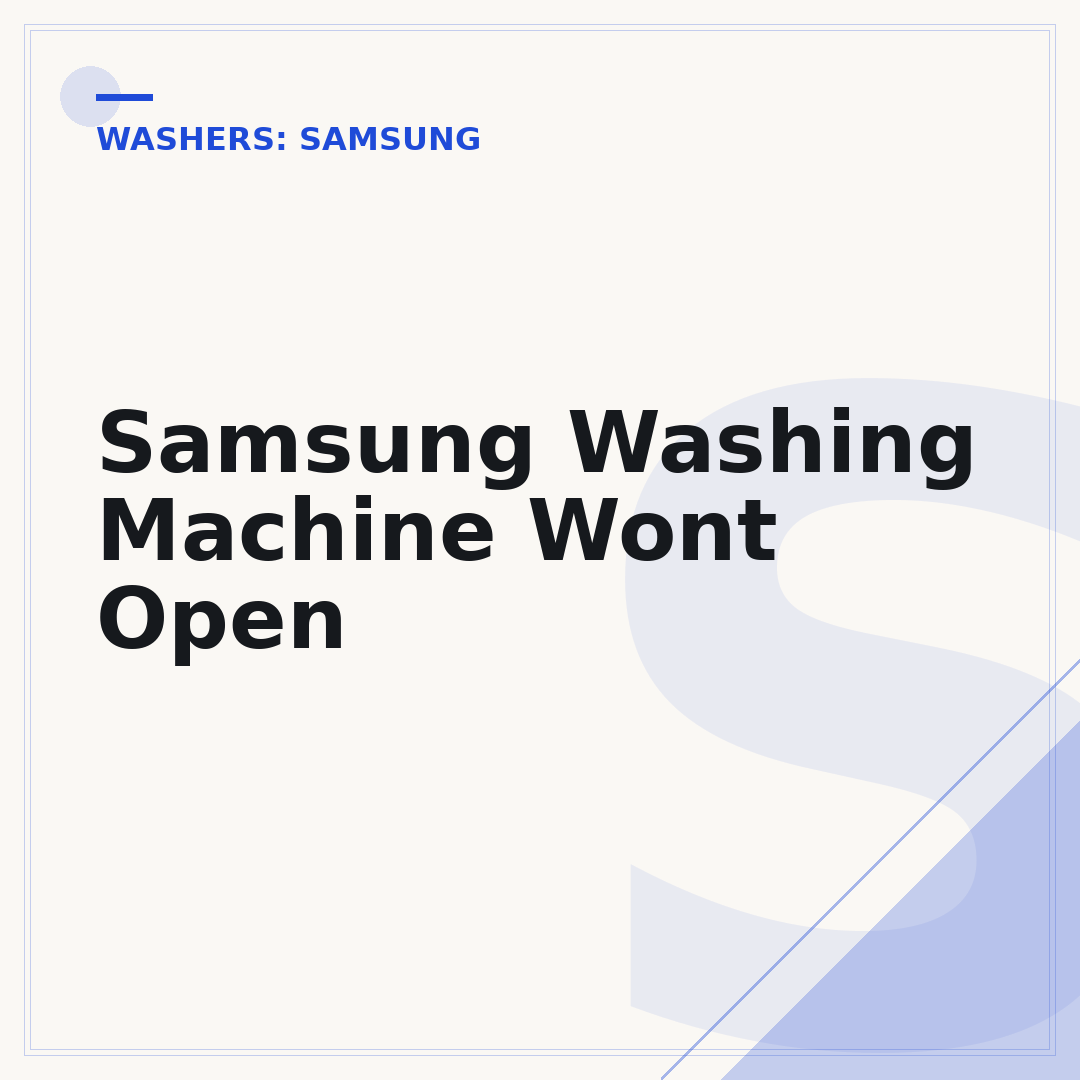 Samsung Washing Machine Wont Open