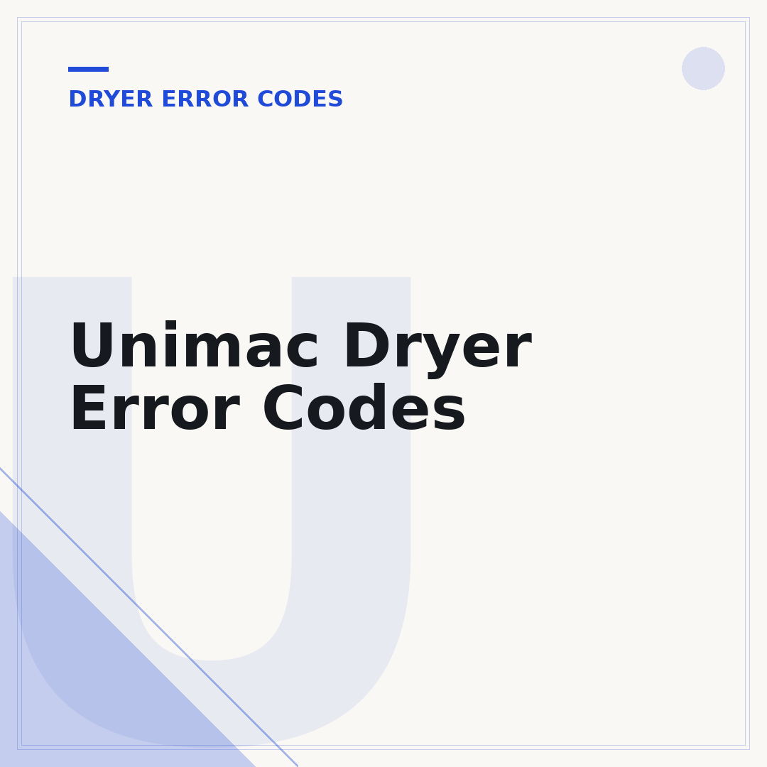Unimac Dryer Error Codes