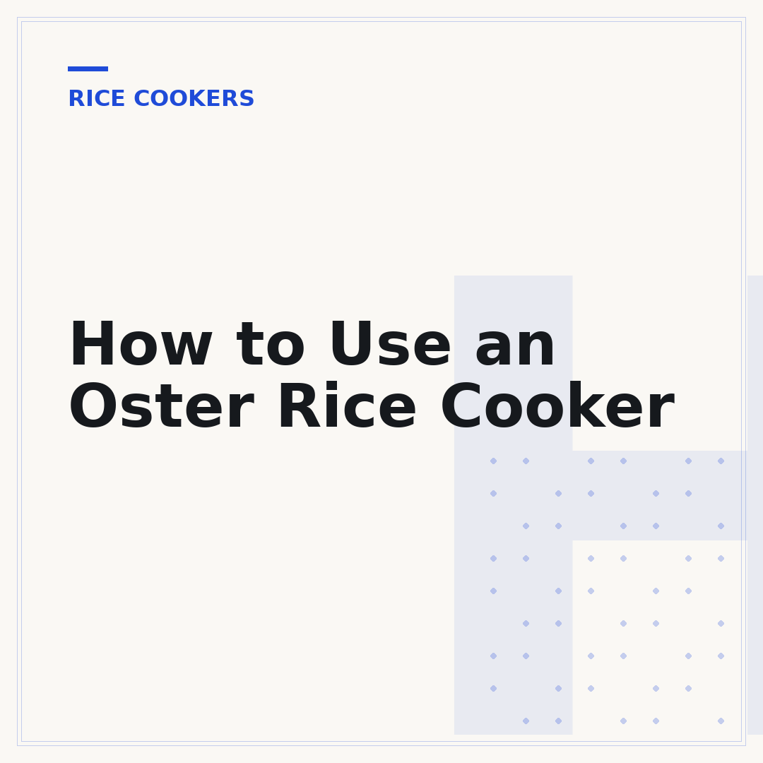 How to Use an Oster Rice Cooker