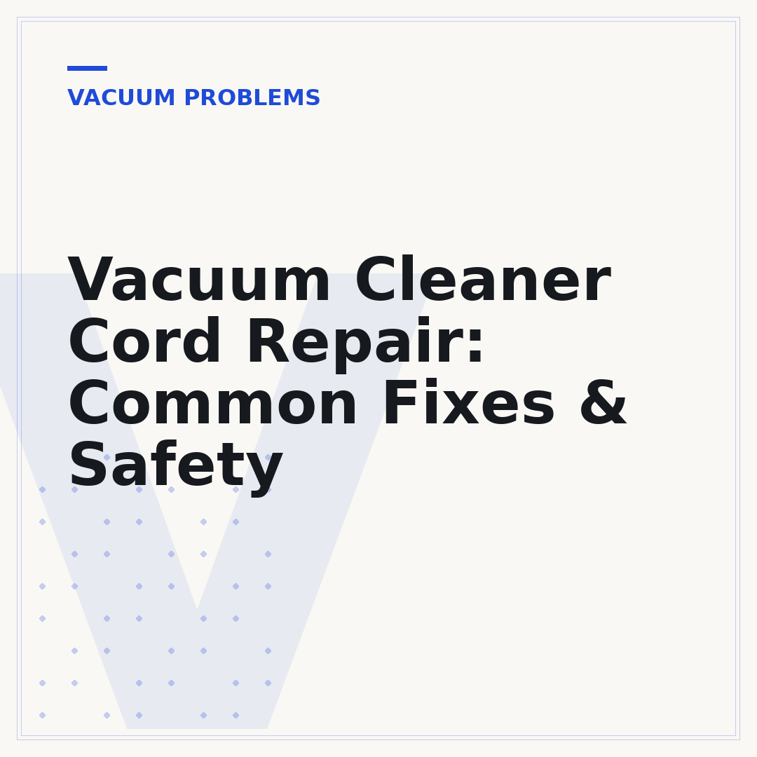 Vacuum Cleaner Cord Repair: Common Fixes & Safety