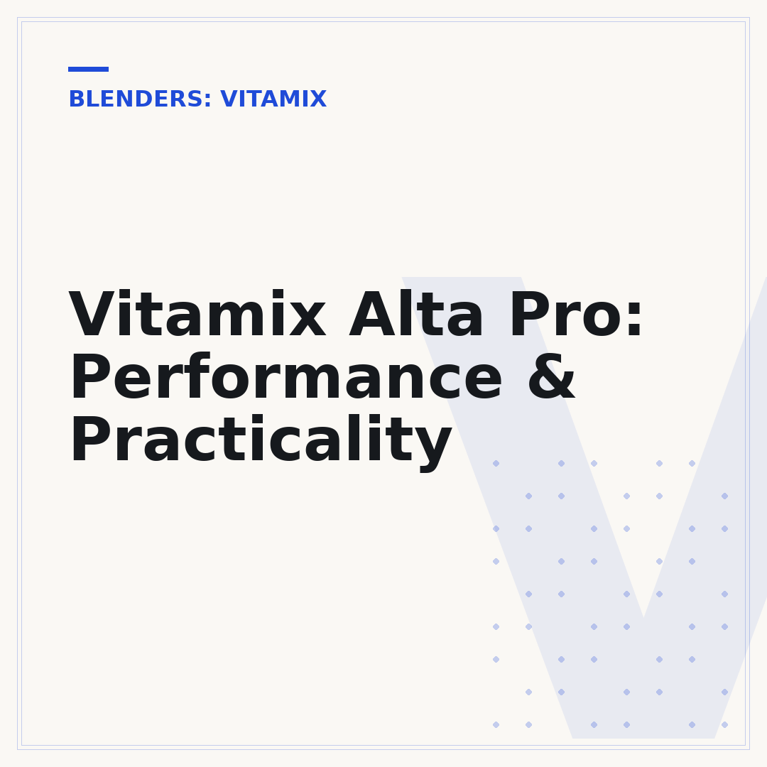 Vitamix Alta Pro: Performance & Practicality