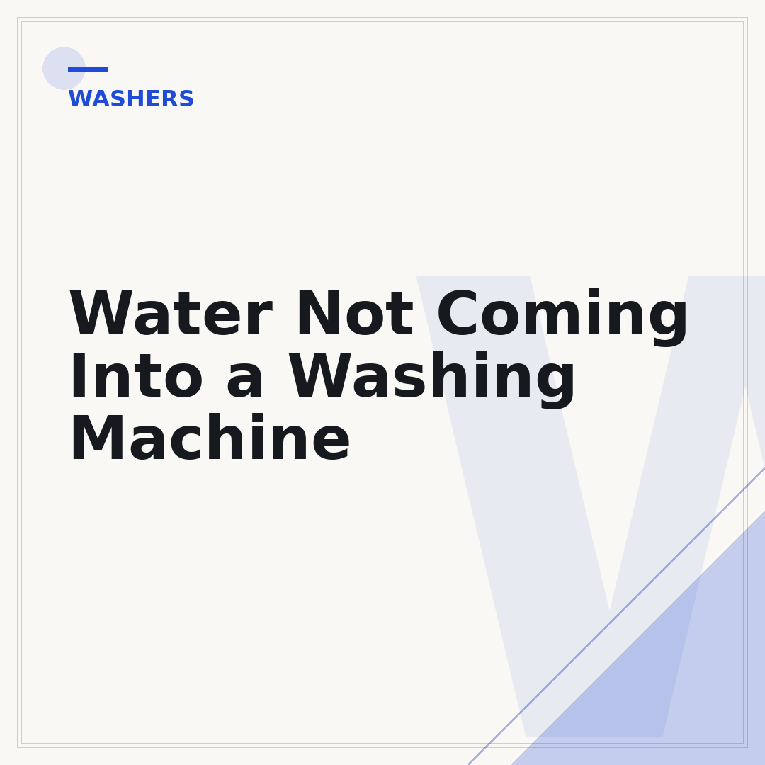 Water Not Coming Into a Washing Machine
