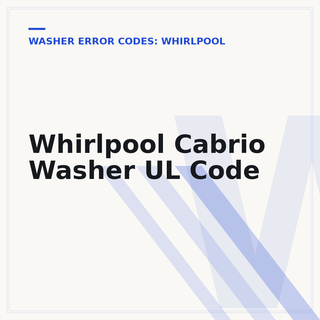 Whirlpool Cabrio Washer UL Code