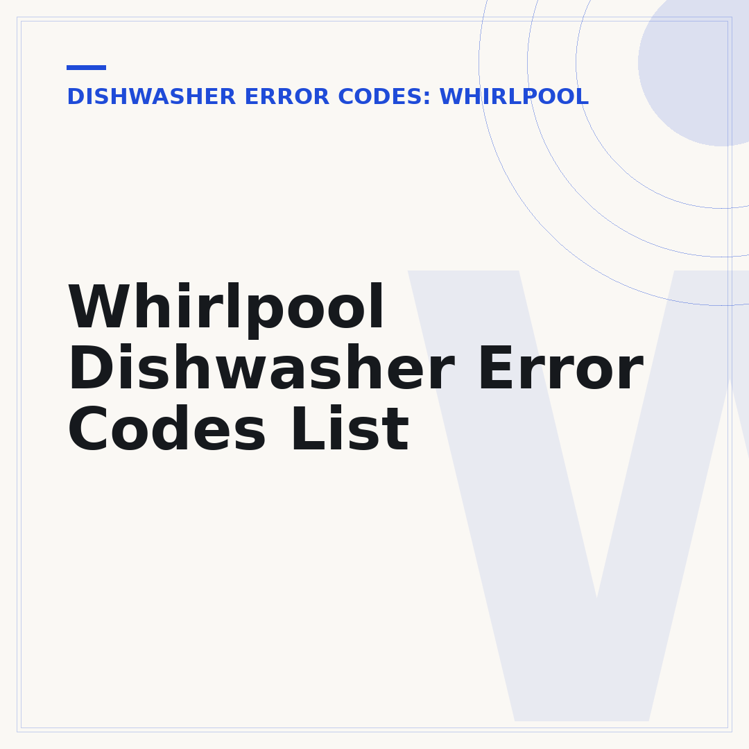 Whirlpool Dishwasher Error Codes List